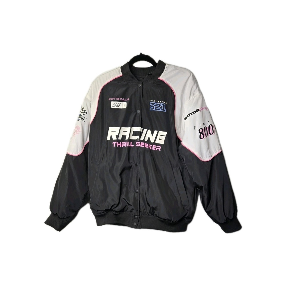 H&M Divided Racing Bomber Jacket womens size S oversized